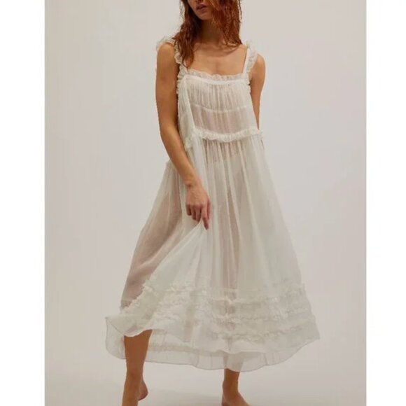 FREE PEOPLE NWT Moon Phase Midi Slip / Ivory - small - Picture 3 of 8